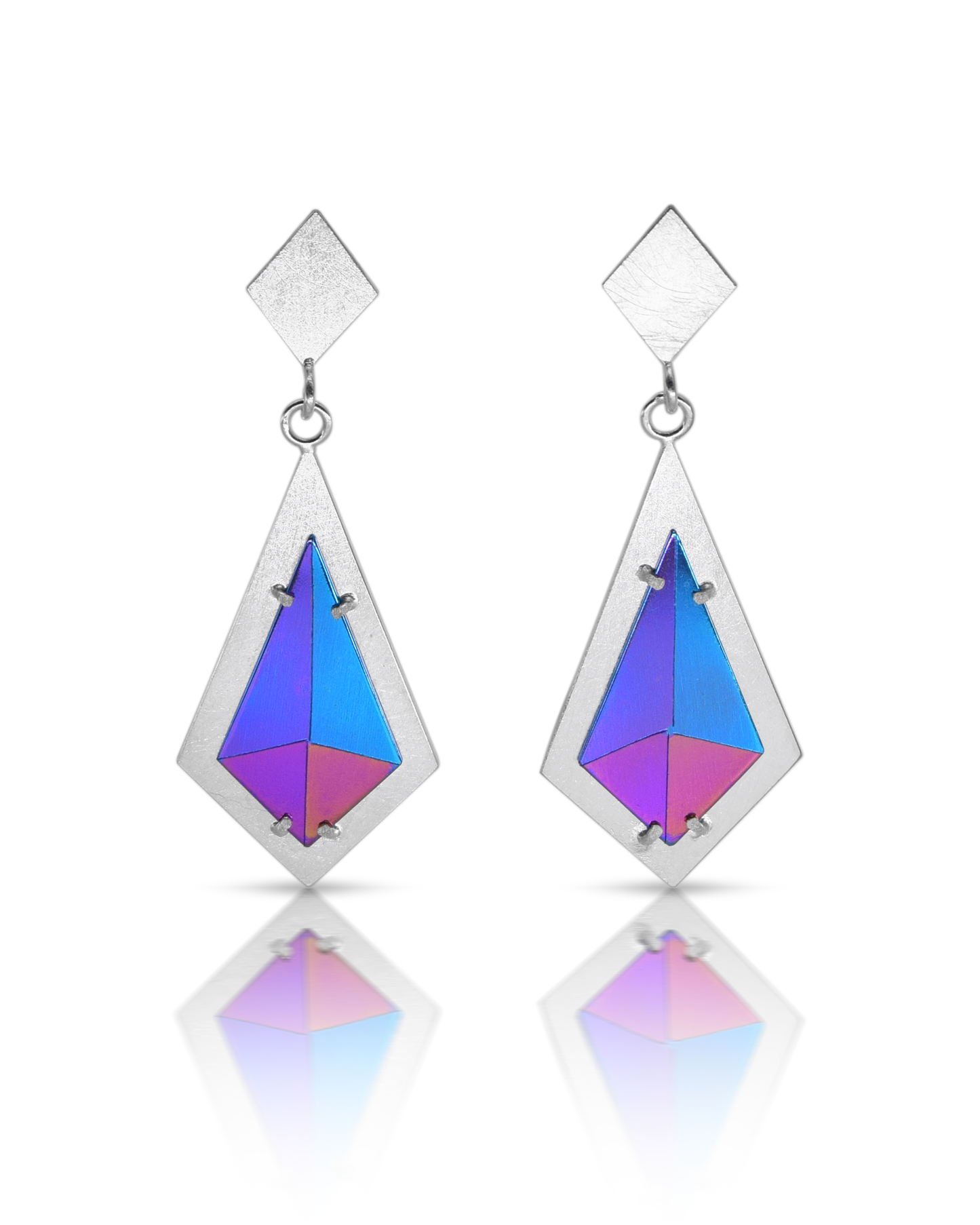 Niobium Kite Crystal Stud Dangle Earrings