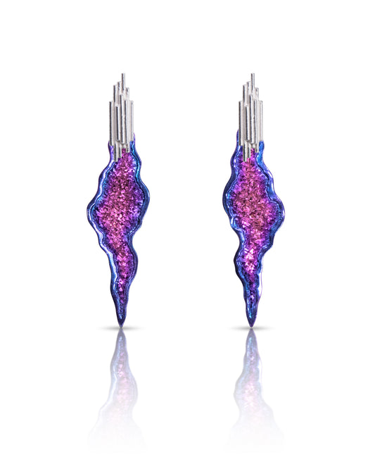 Rutile Crystal Crater Drop Earrings - Made to Order