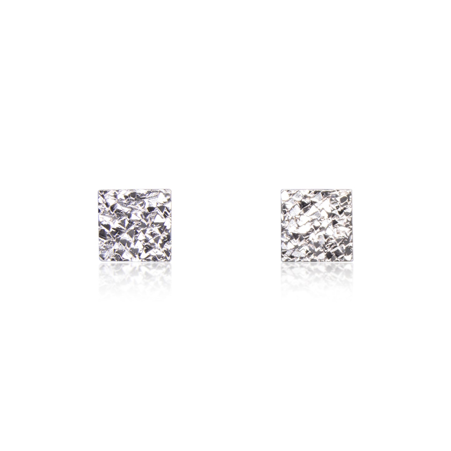 Square Sparkle Silver Earrings