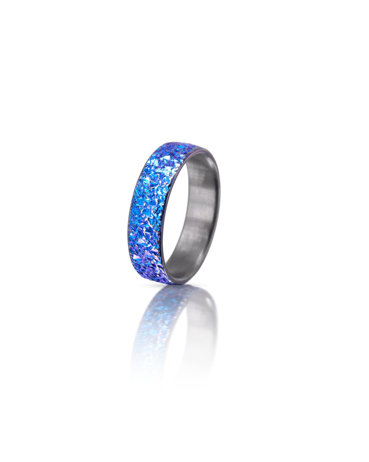Blue Crystal Texture Niobium Ring - Wide