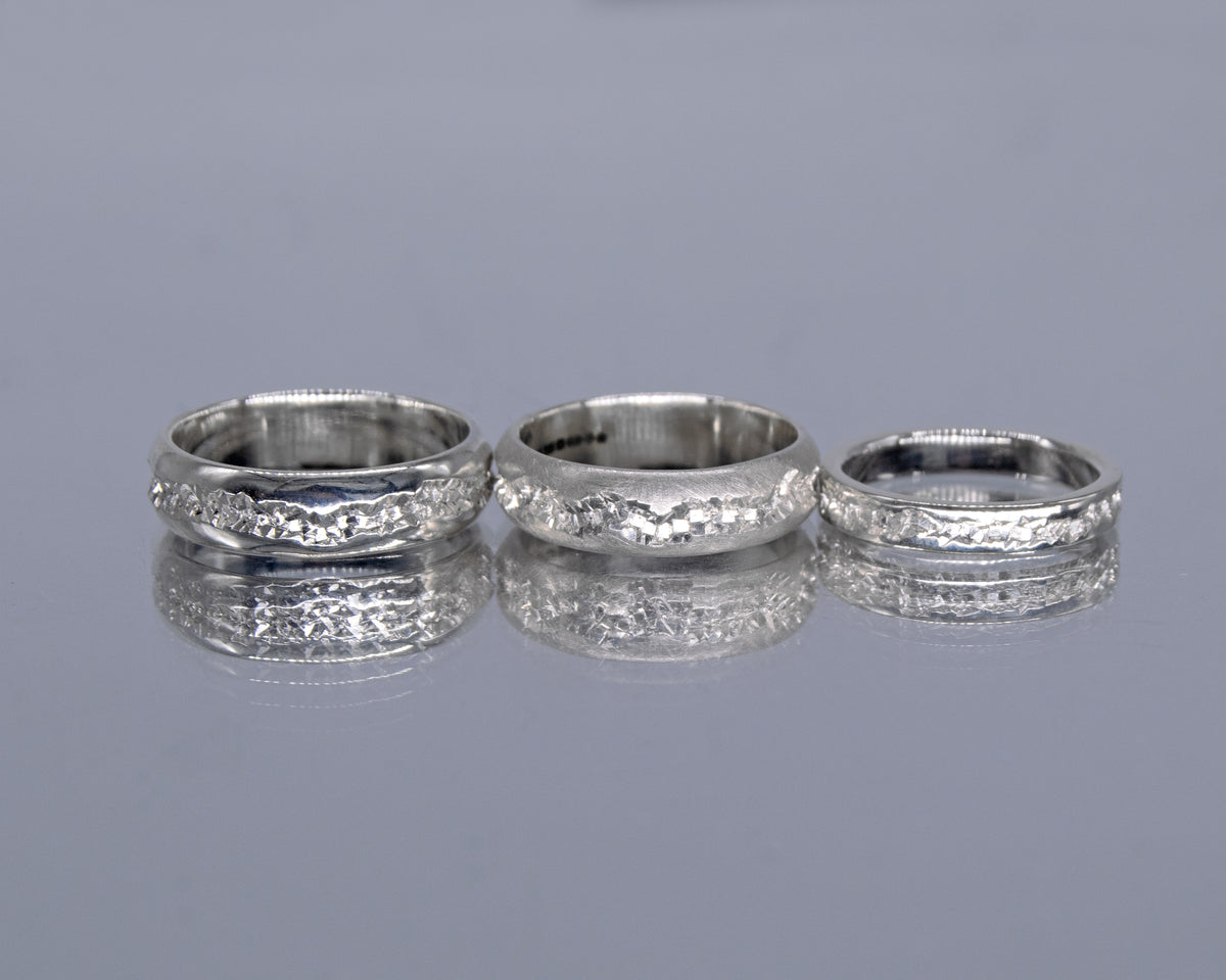 Matt Silver Sparkling Crystal Crater Ring