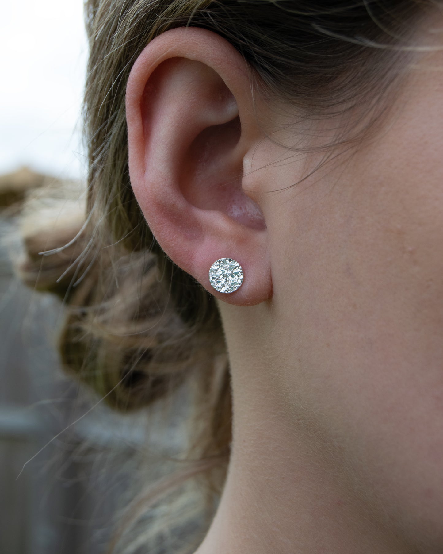 Circle Sparkle Silver Earrings