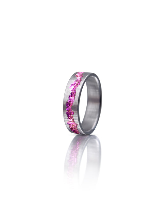 Pink Crystal Vein Niobium Ring