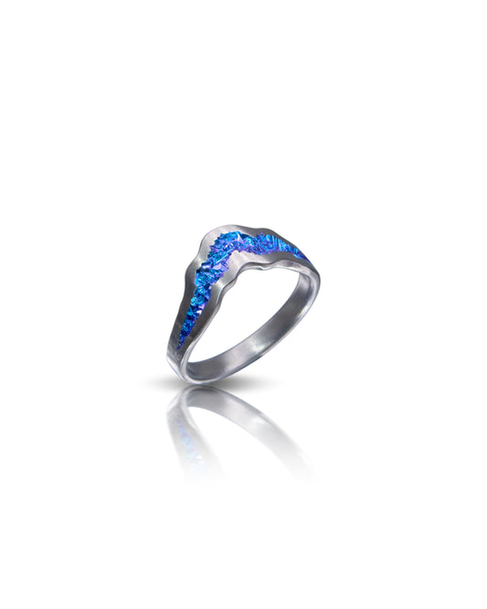 Blue Niobium Crystal Crater Tiara Ring - Large