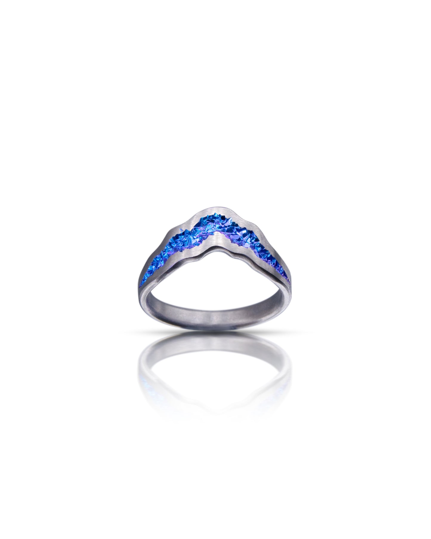 Blue Niobium Crystal Crater Tiara Ring - Large