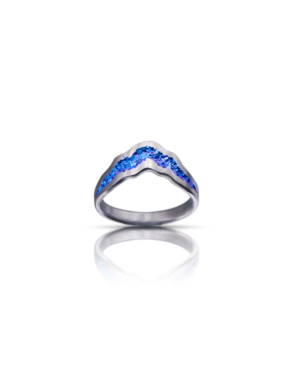 Blue Niobium Crystal Crater Tiara Ring - Large