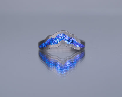 Blue Niobium Crystal Crater Tiara Ring - Large