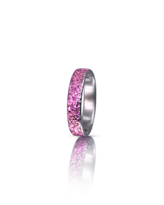 Pink Crystal Texture Niobium Ring