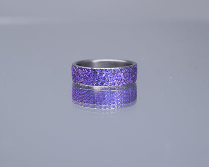 Violet Crystal Texture Niobium Ring - Wide