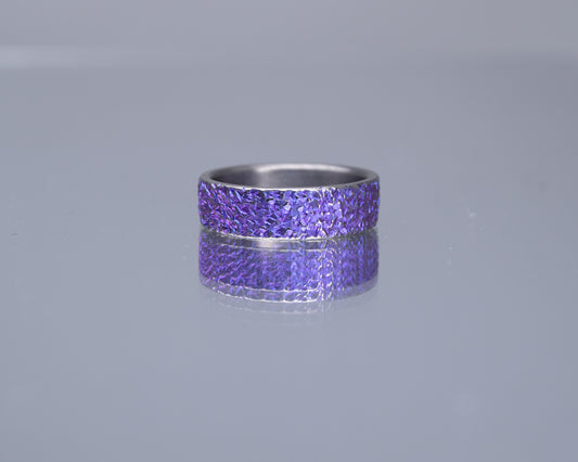 Violet Crystal Texture Niobium Ring - Wide