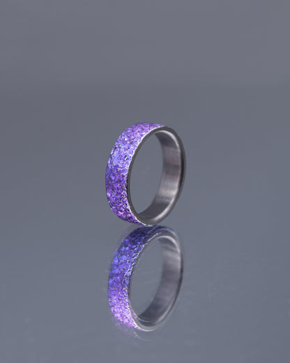 Violet Crystal Texture Niobium Ring - Wide