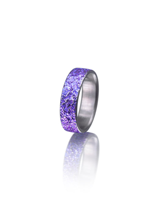 Violet Crystal Texture Niobium Ring - Wide
