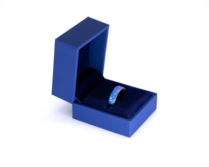 Blue Crystal Texture Niobium Ring - Wide