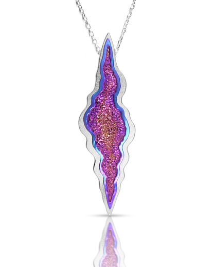 Anodised Niobium Crystalline Crater Pendant & Brooch