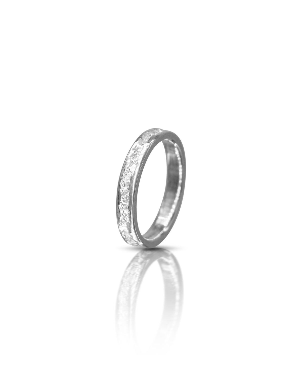 Dainty Silver Sparkling Crystal Crater Ring