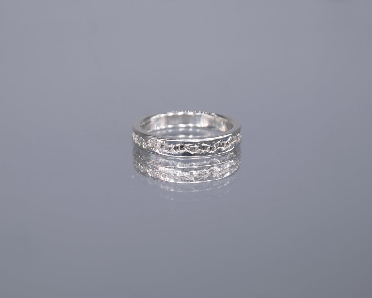 Dainty Silver Sparkling Crystal Crater Ring