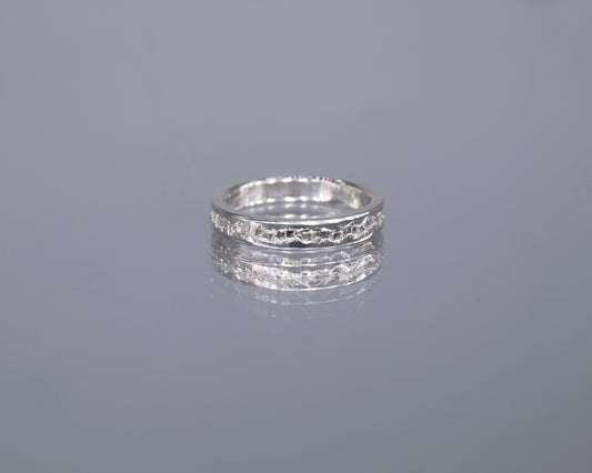 Dainty Silver Sparkling Crystal Crater Ring