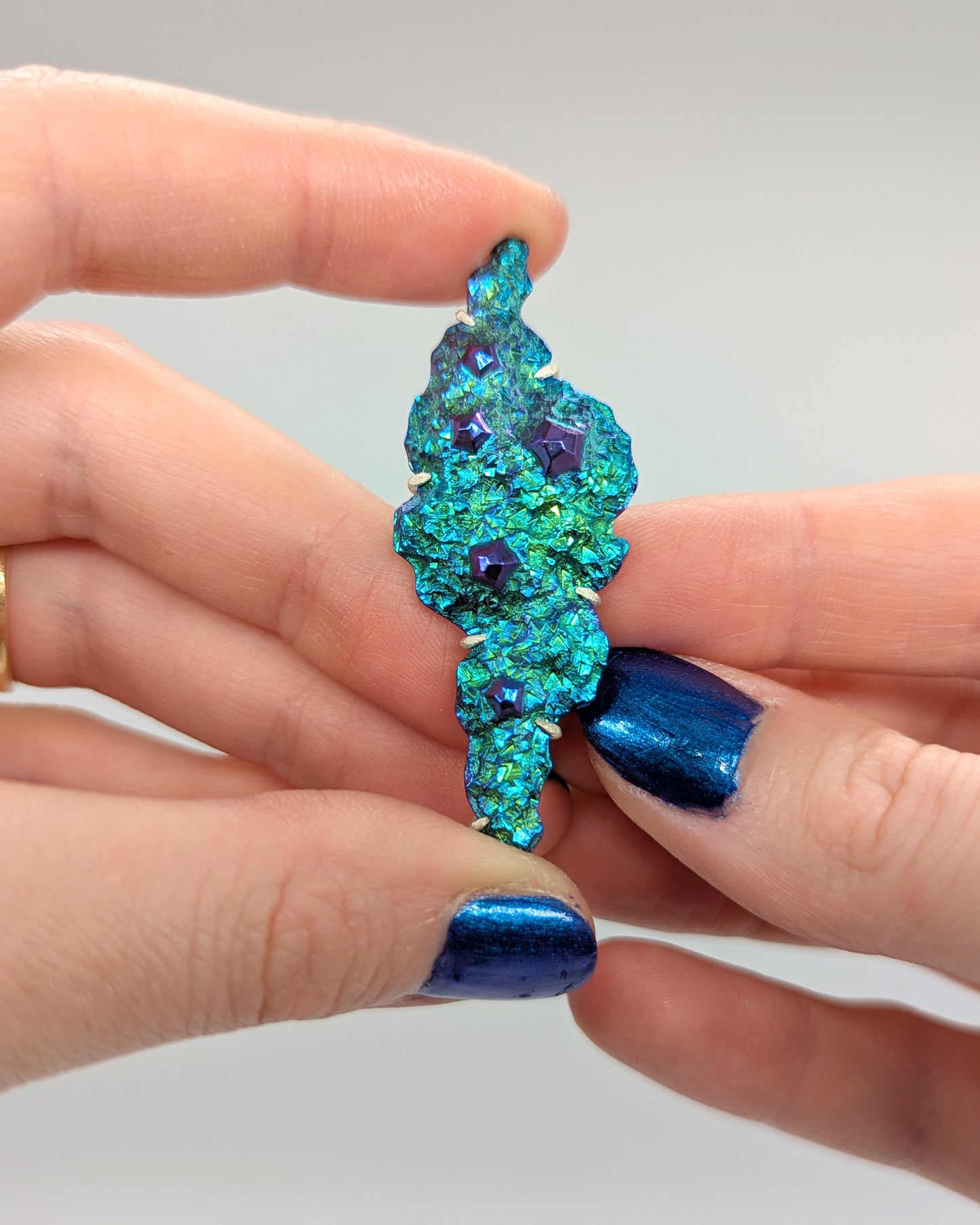 Green & Blue Niobium 'Mineral Specimen' Brooch V
