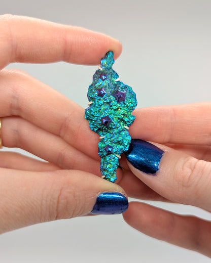 Green & Blue Niobium 'Mineral Specimen' Brooch V