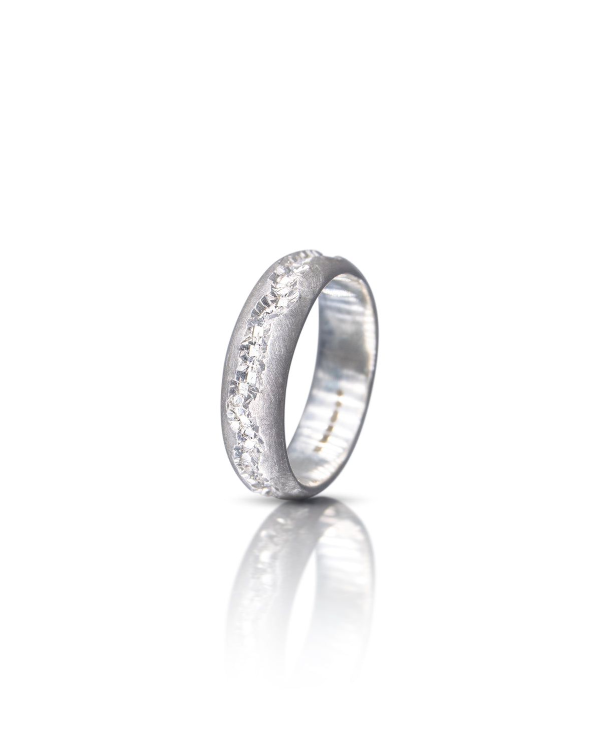 Matt Silver Sparkling Crystal Crater Ring