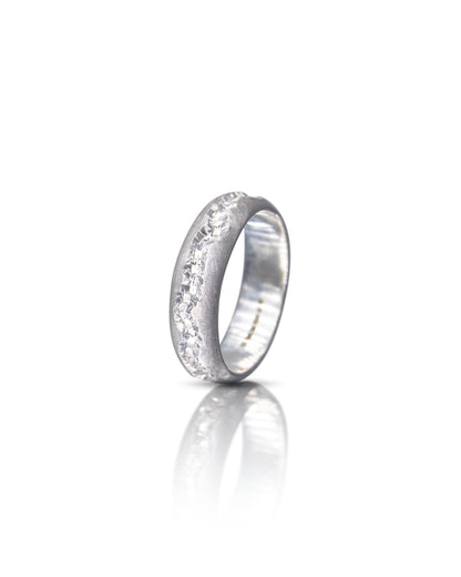 Matt Silver Sparkling Crystal Crater Ring
