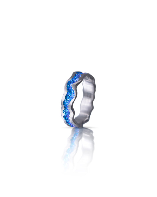 Organic Crystal Crater Blue Niobium Ring
