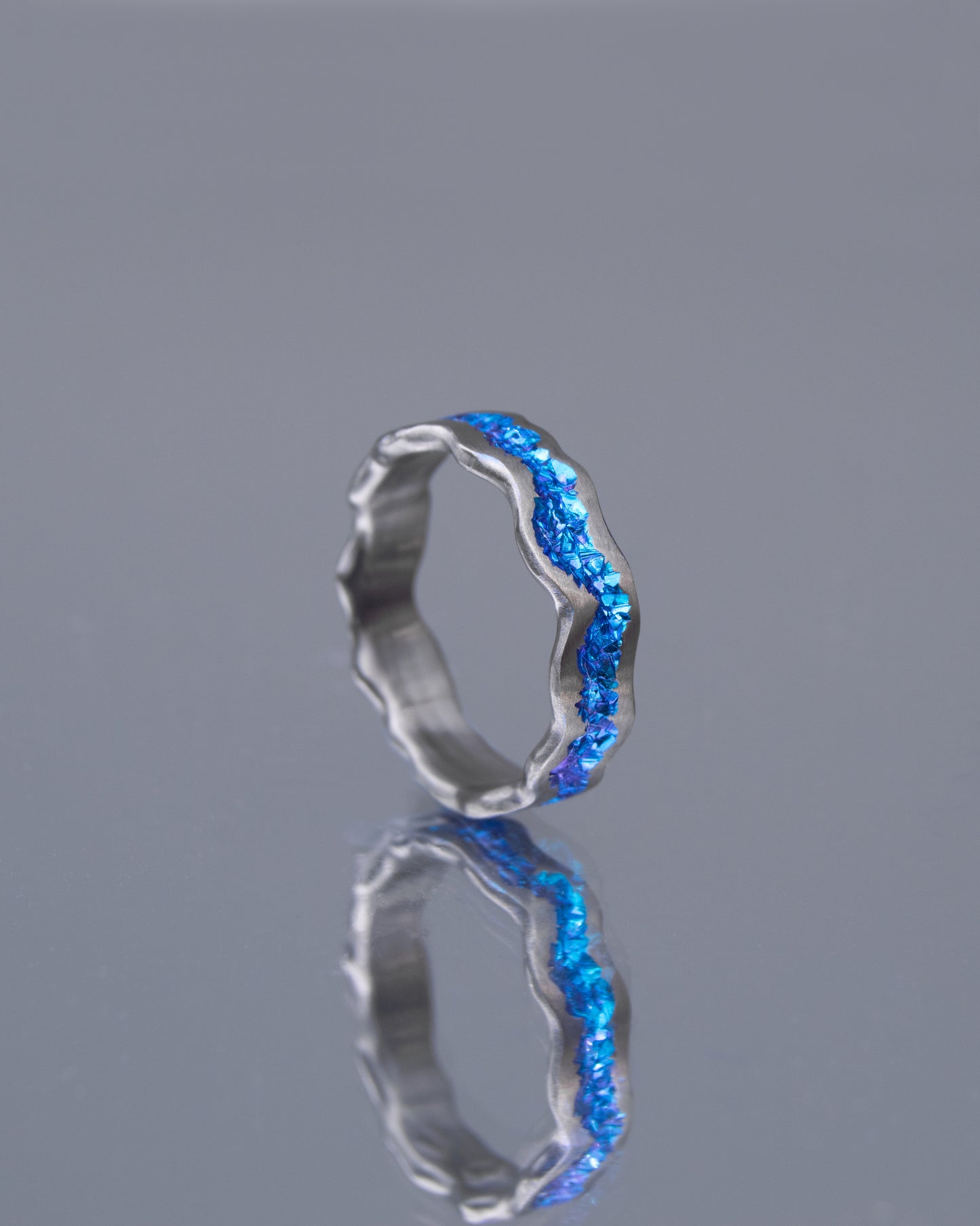 Organic Crystal Crater Blue Niobium Ring