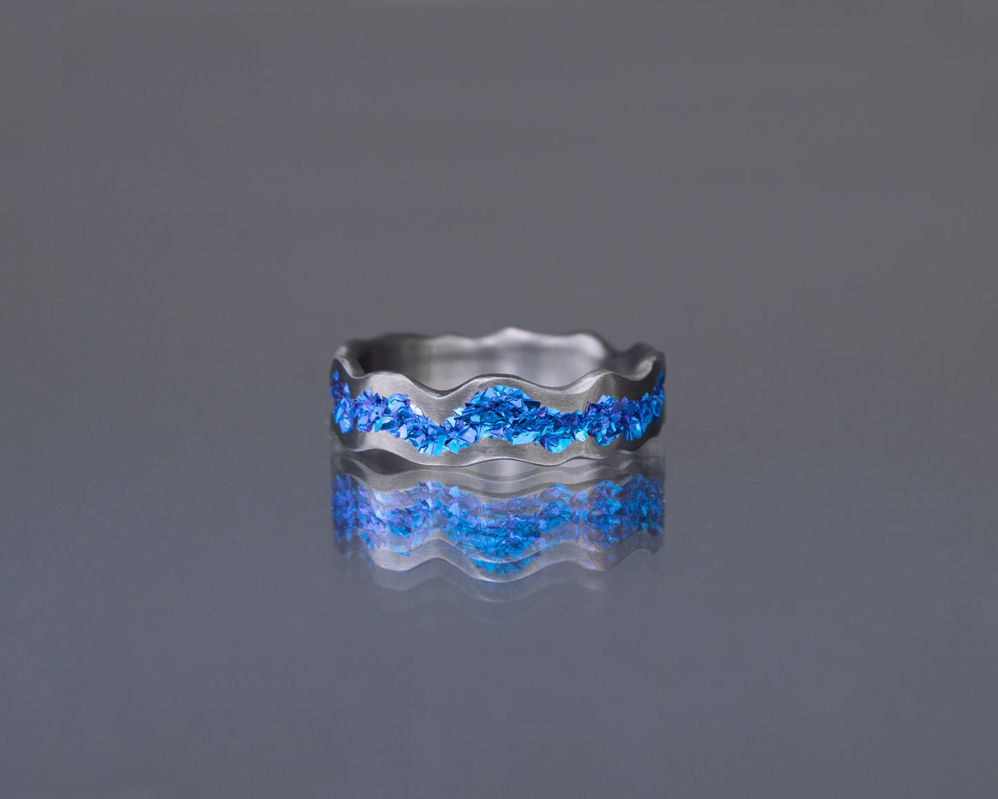 Organic Crystal Crater Blue Niobium Ring