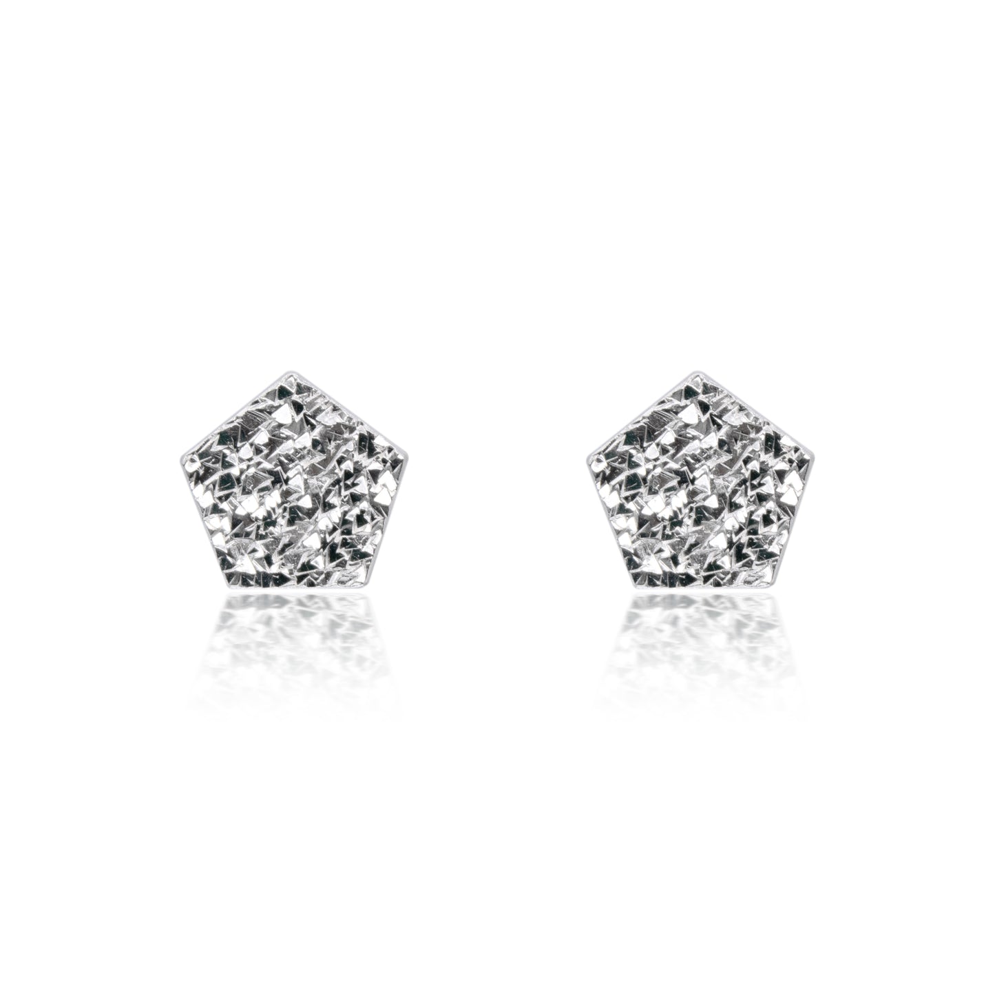Pentagon Sparkle Silver Earrings