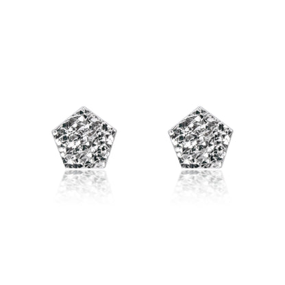 Pentagon Sparkle Silver Earrings