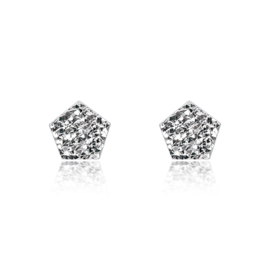 Pentagon Sparkle Silver Earrings