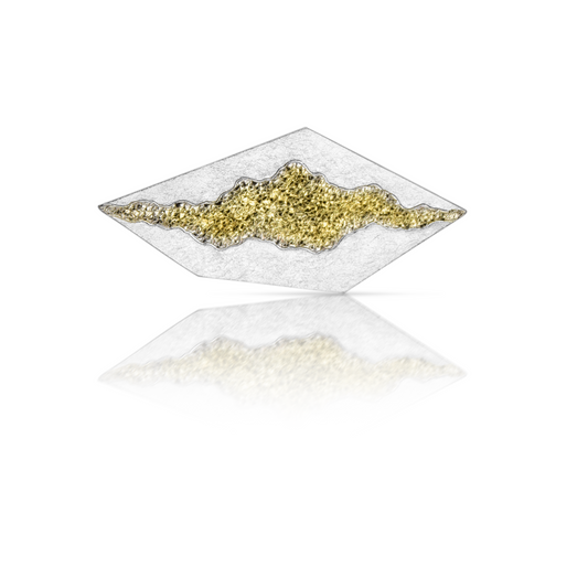 Polygon Crystal Crater Brooch - Silver & Gold Plated