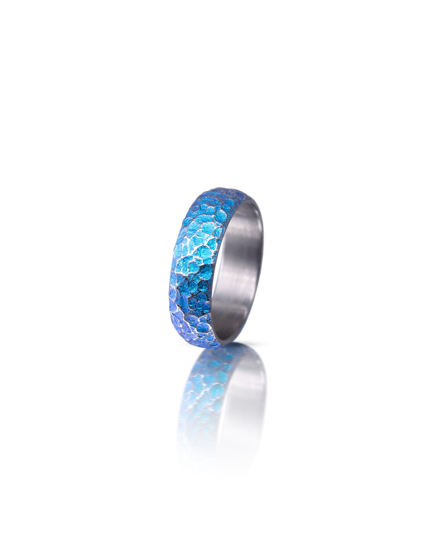 Rocky Texture Blue Niobium Ring