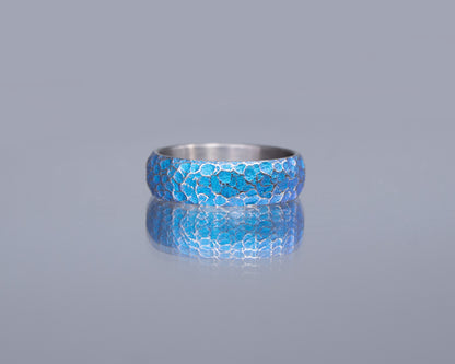 Rocky Texture Blue Niobium Ring