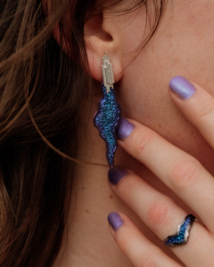 Rutile Crystal Crater Drop Earrings - Made to Order
