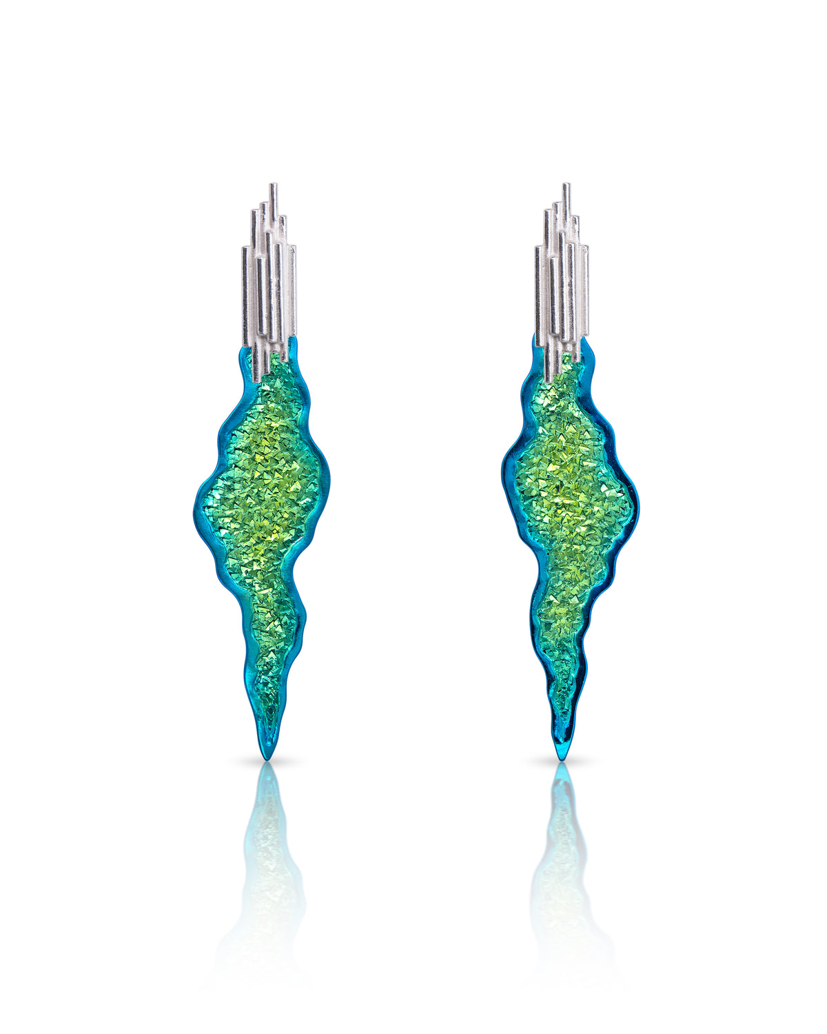 Rutile Crystal Crater Drop Earrings - Made to Order