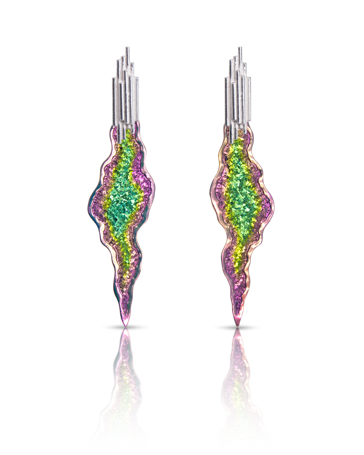 Rutile Crystal Crater Drop Earrings - Made to Order