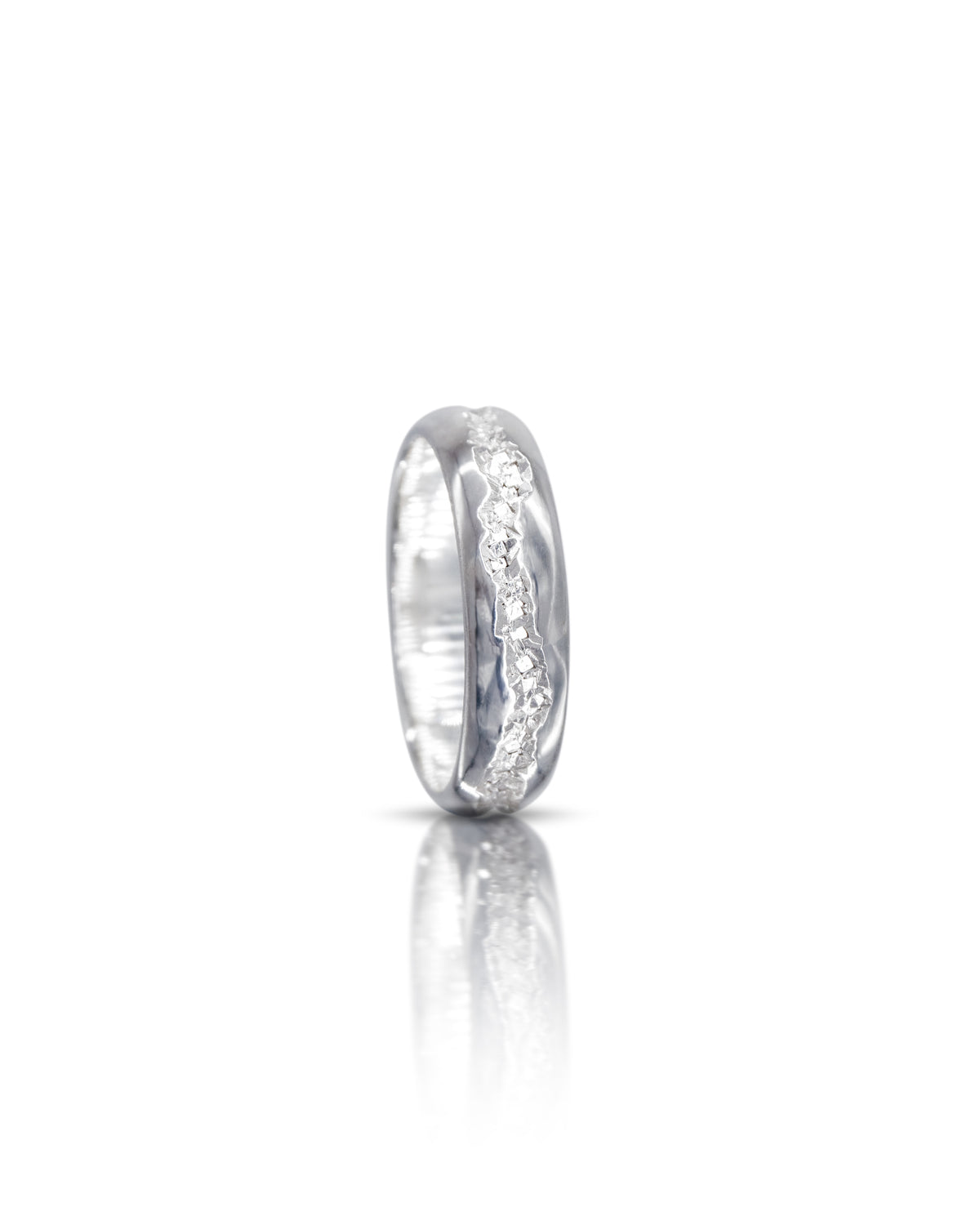 Silver Sparkling Crystal Crater Ring