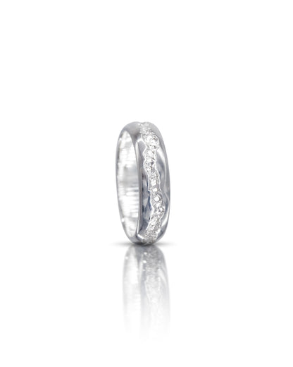 Silver Sparkling Crystal Crater Ring