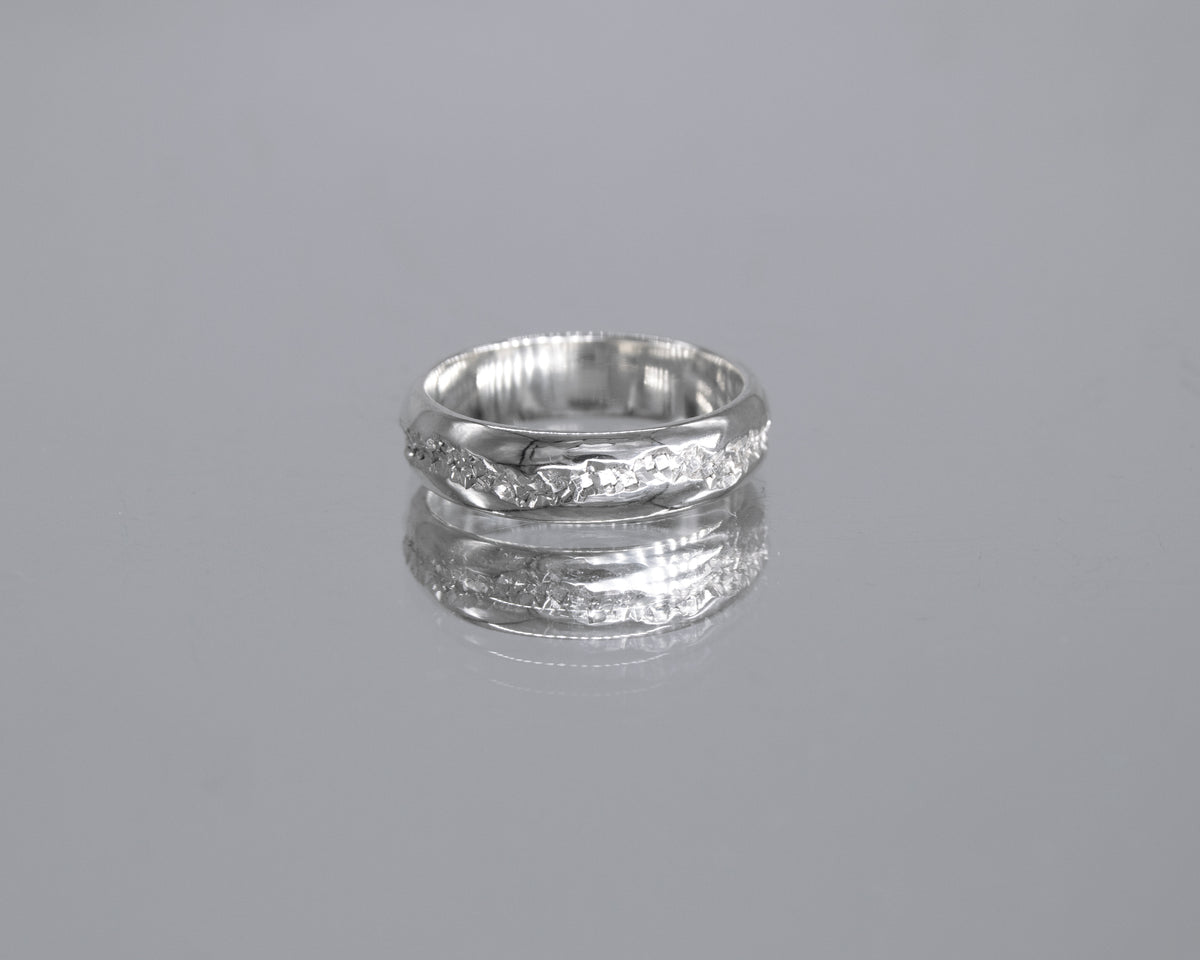 Silver Sparkling Crystal Crater Ring