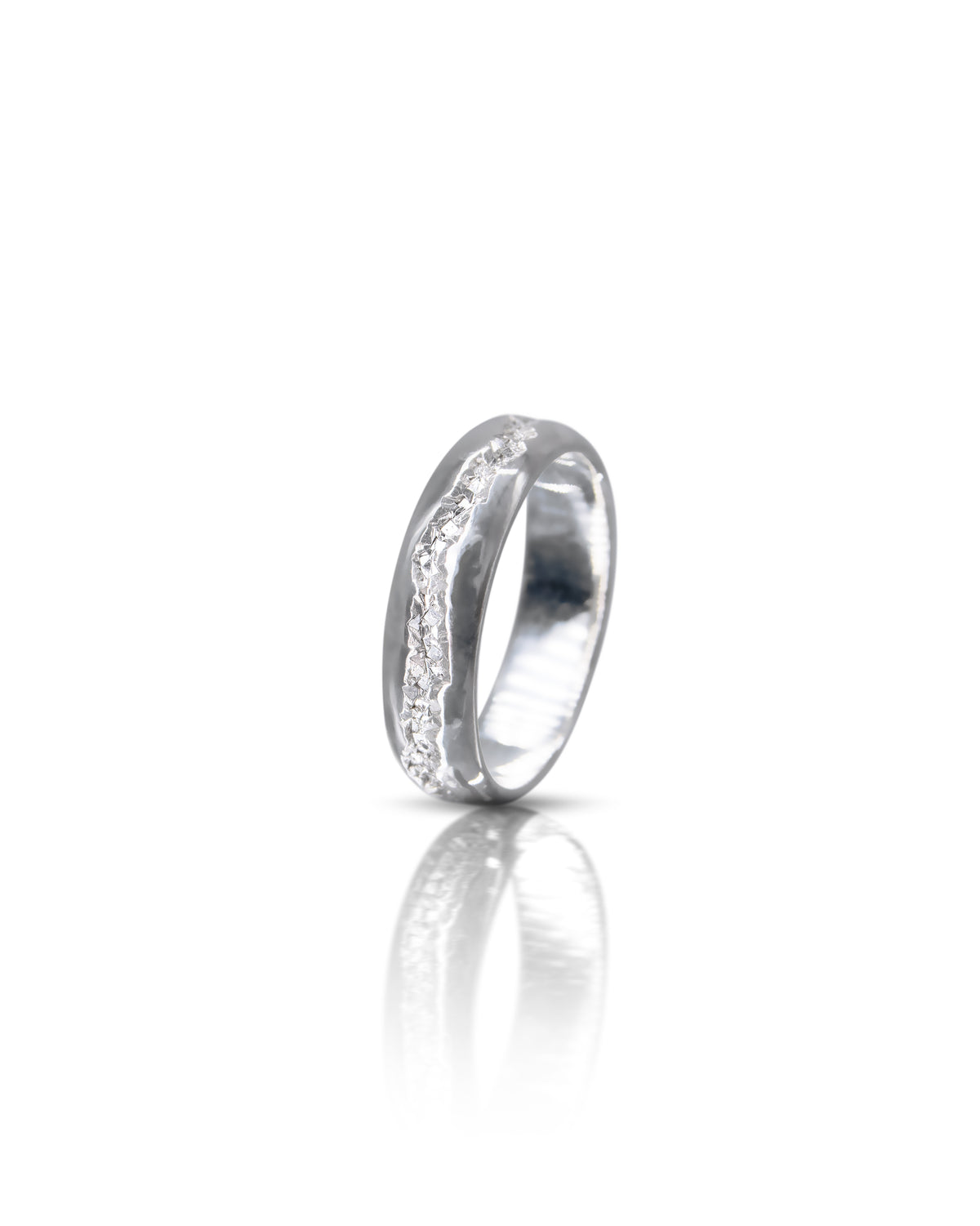 Silver Sparkling Crystal Crater Ring