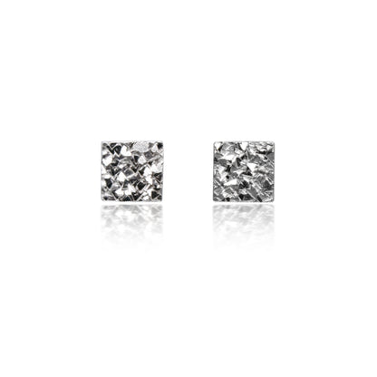 Small Square Sparkle Silver Earrings