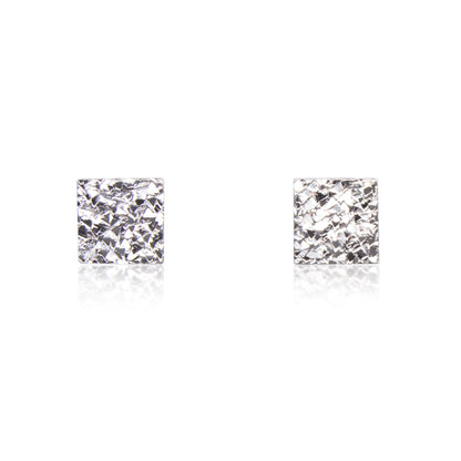 Square Sparkle Silver Earrings