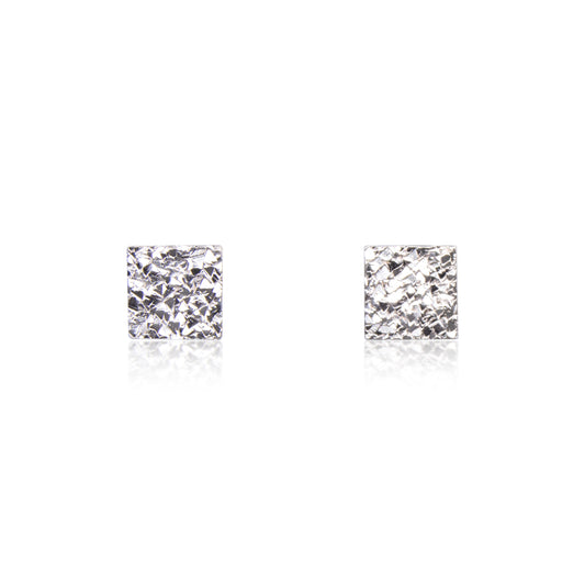 Square Sparkle Silver Earrings