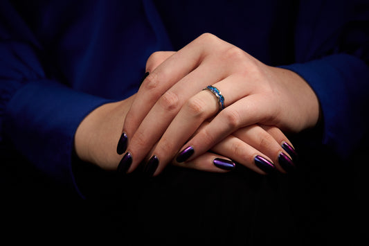 Organic Crystal Crater Blue Niobium Ring