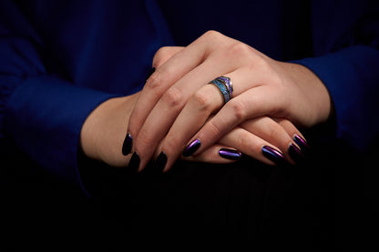 Blue Crystal Texture Niobium Ring