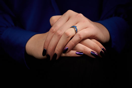 Blue Niobium Crystal Crater Tiara Ring - Large