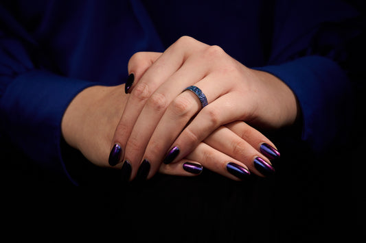 Blue Crystal Texture Niobium Ring - Wide