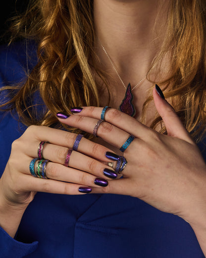 Rocky Texture Blue Niobium Ring